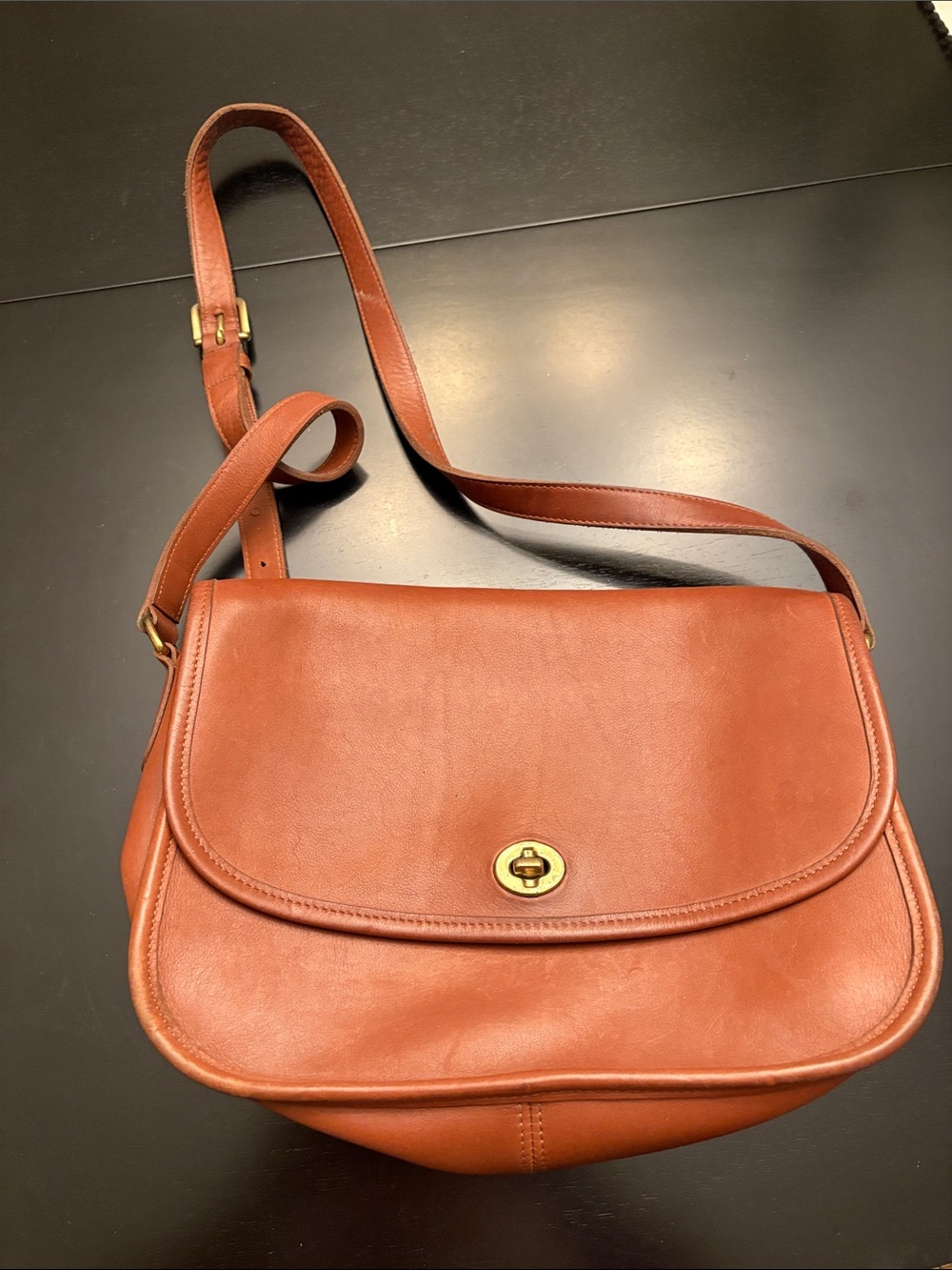 Coach Leather Crossbody Bag in Warm Brown